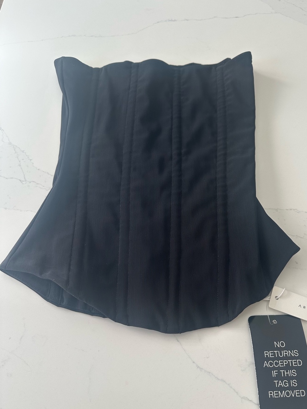 ARE YOU AM I Black Sunniva Strapless Corset-Style Top